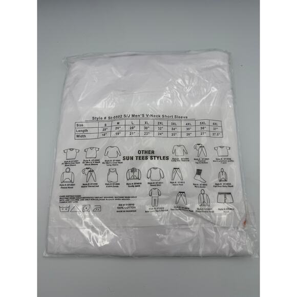 Sun Tees Mens V-Neck T-Shirt - 100% Cotton - Short Sleeve - Size L - Picture 3 of 3